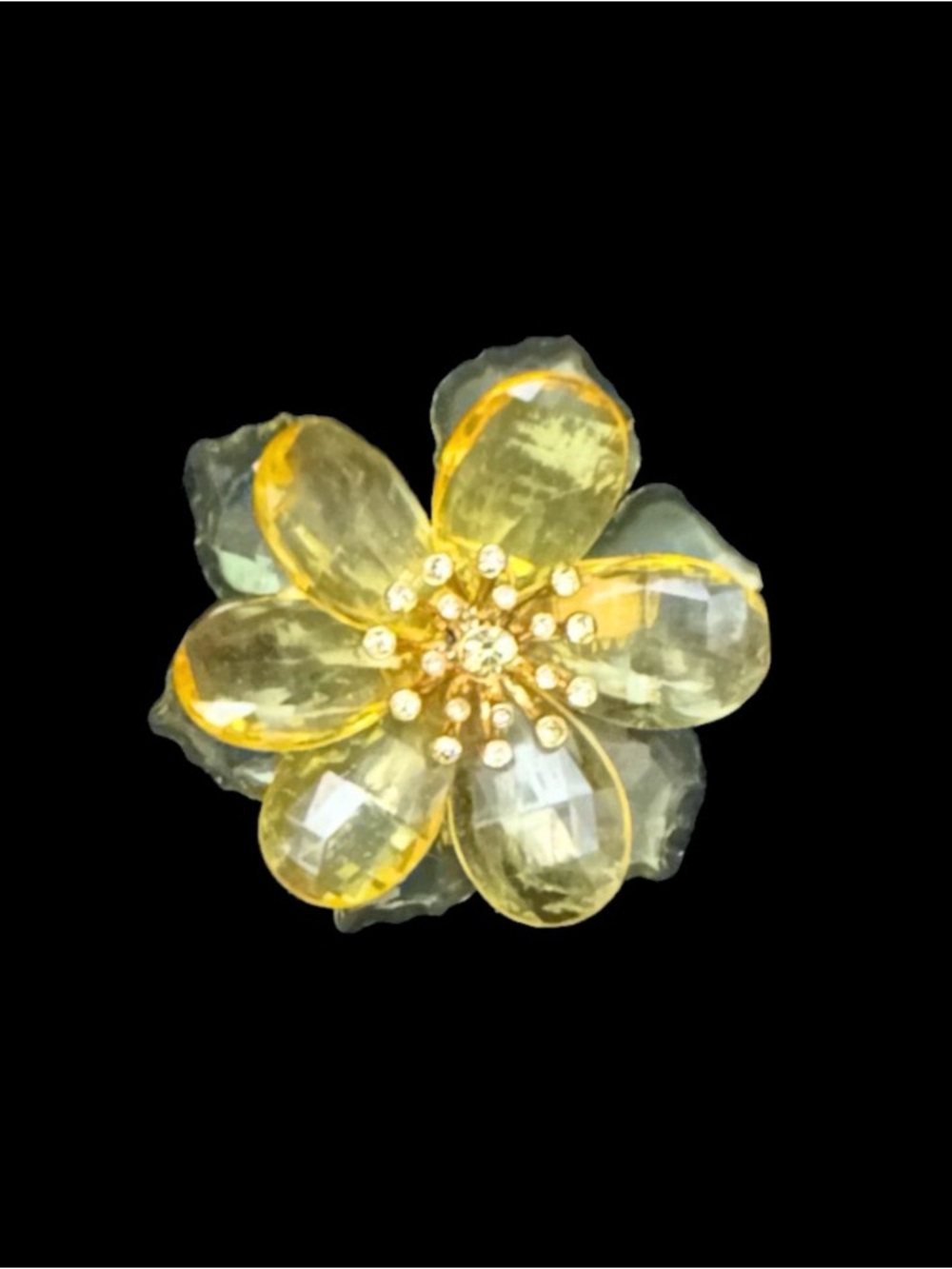 Monet Yellow Floral Crystal Statement Brooch - Women Jewelry
